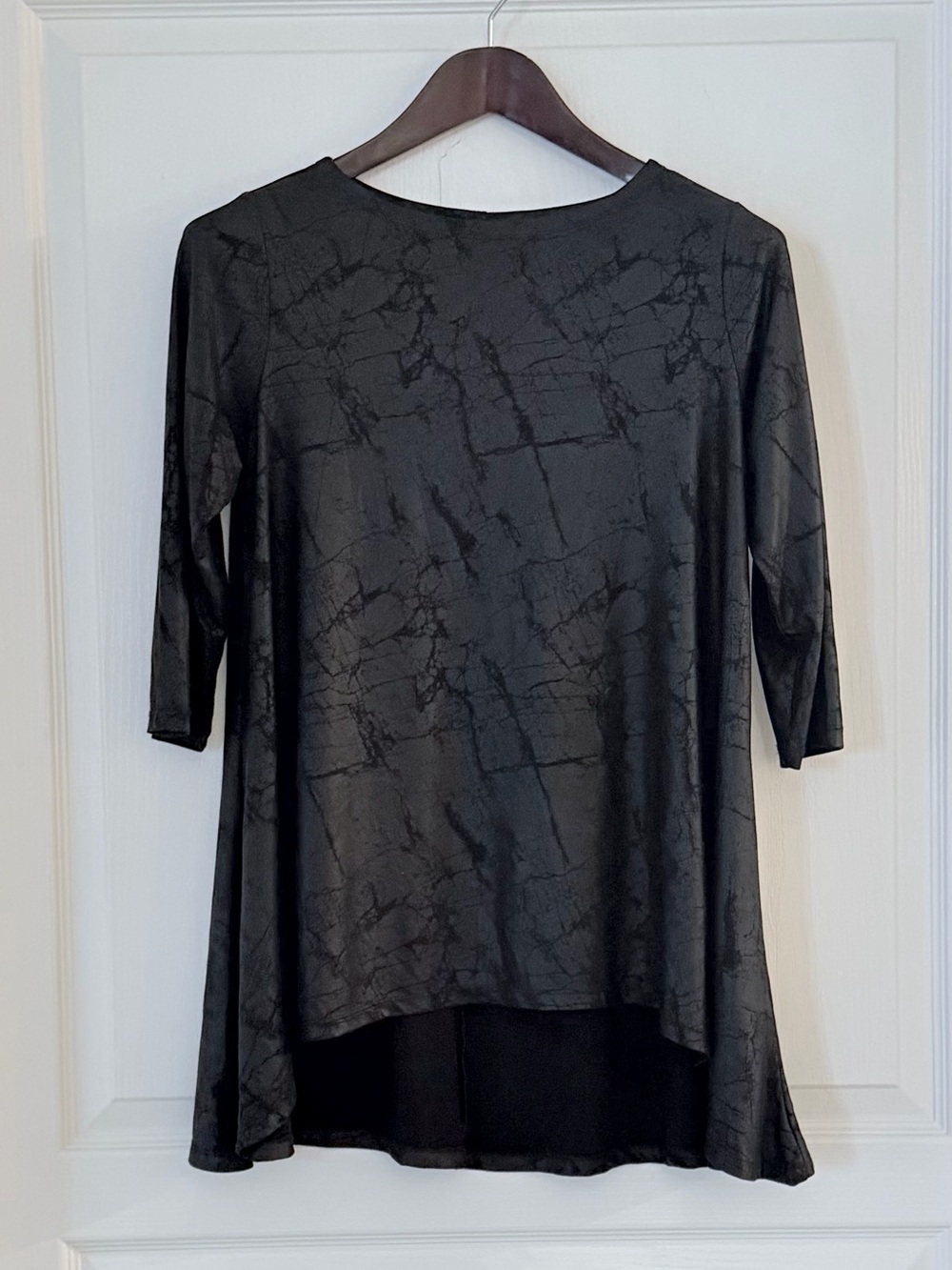 Black Marble-Print A-Line Tunic Top